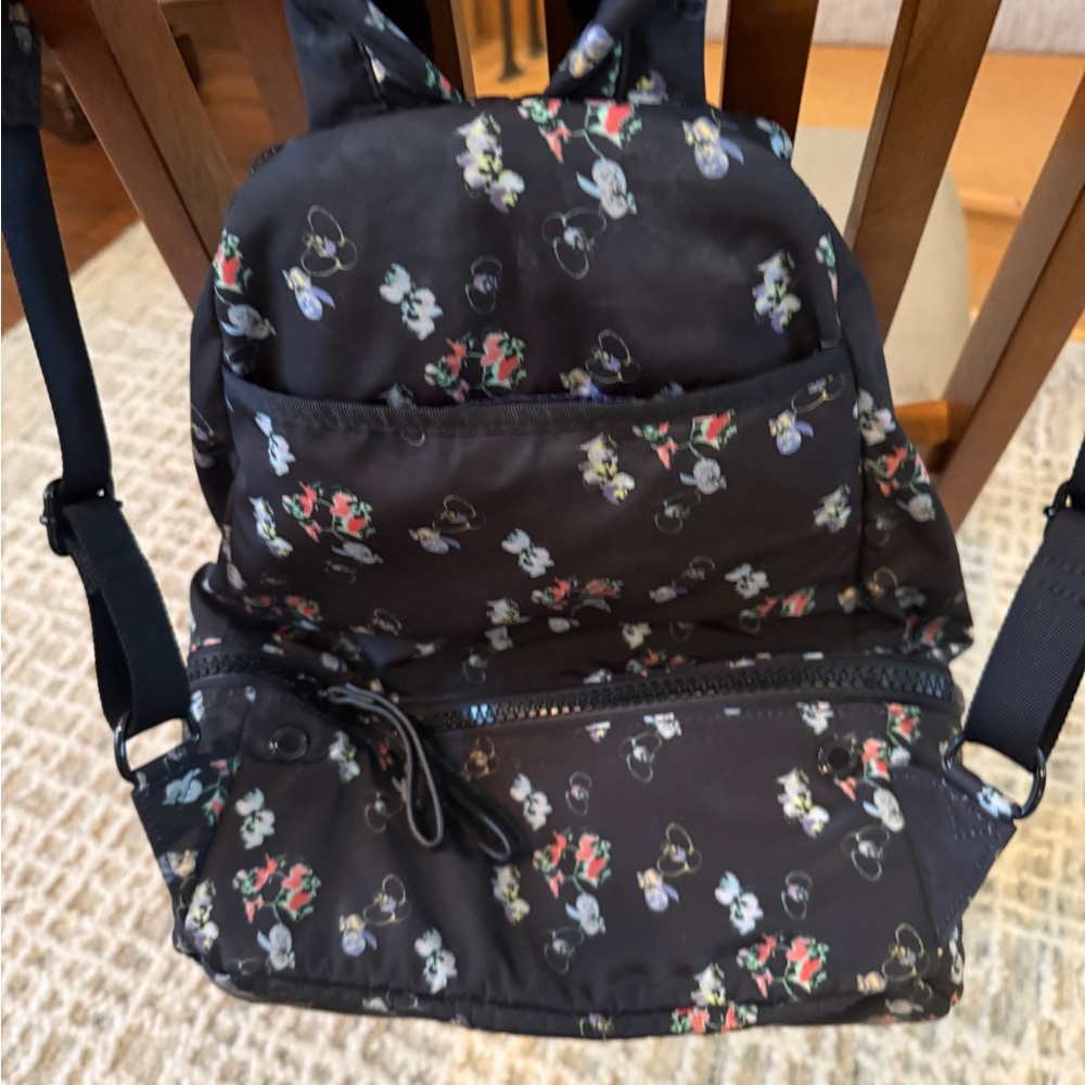 Rebecca Minkoff Julian Convertible Black Floral Backpack; great condition - Picture 2 of 6